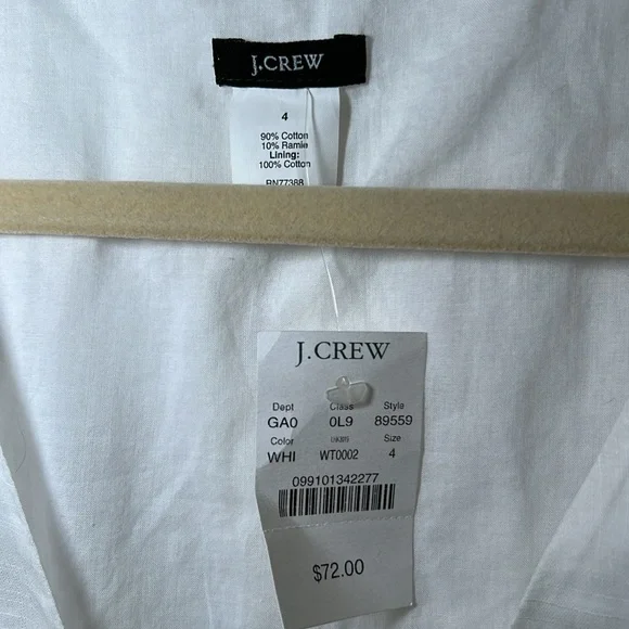 J. Crew White Wrap Blouse with Cuffed Sleeves Linen like - Picture 3 of 9